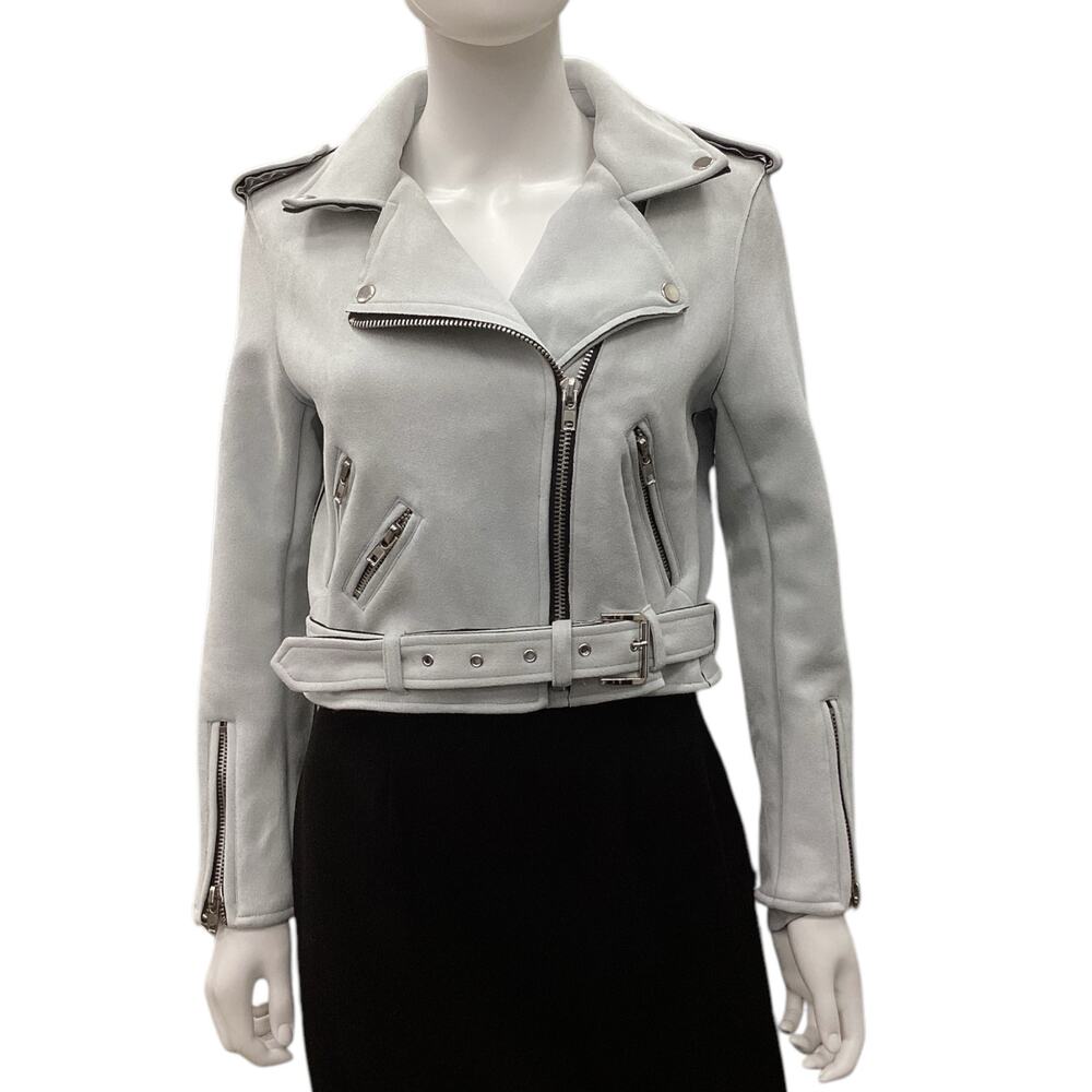 Signature 8 Women’s Ultra Suede Biker Type Jacket Light Blue Size Medium